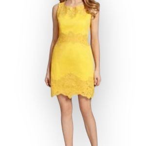 Antonio Melani Lace Insert Sleeveless Sheath Dress Yellow sz 12